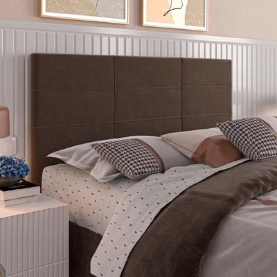 Cabeceira Para Cama Box Casal Malu 1.40m Marrom Suede Marrom