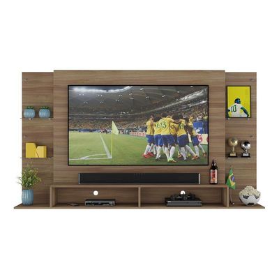Painel Tv 60"s De Vidro Brasil Br2739 Madeirado