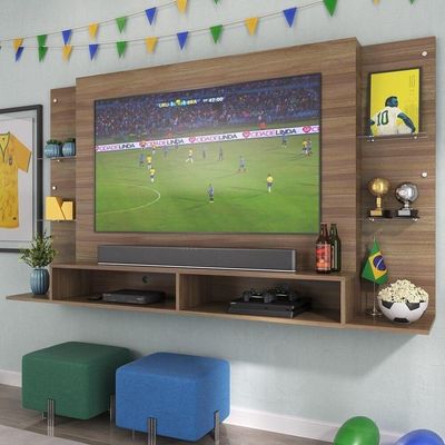 Painel Tv 60"s De Vidro Brasil Br2739 Madeirado