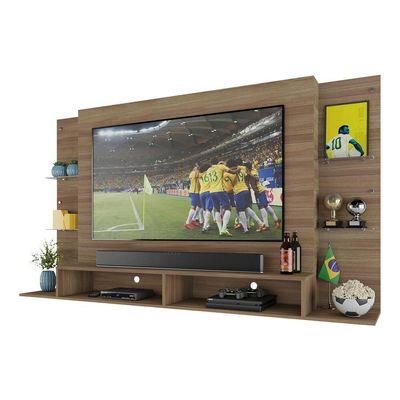 Painel Tv 60"s De Vidro Brasil Br2739 Madeirado