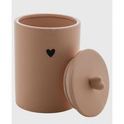 Potiche Decorativo De Ceramica Heart Bege 10x10x12 - Lyor