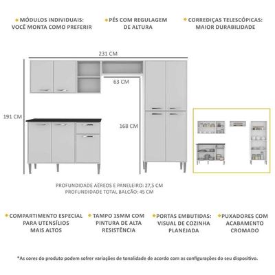 Cozinha Compacta Armário E Balcão Xangai Multimóveis Vm2840