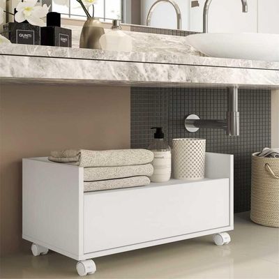 Gabinete De Banheiro Com Rodízios 60 Cm Fg3591 Branco