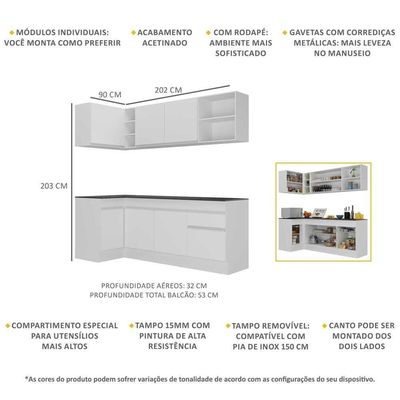 Armário De Cozinha Compacta De Canto Mp2093.891 Branco