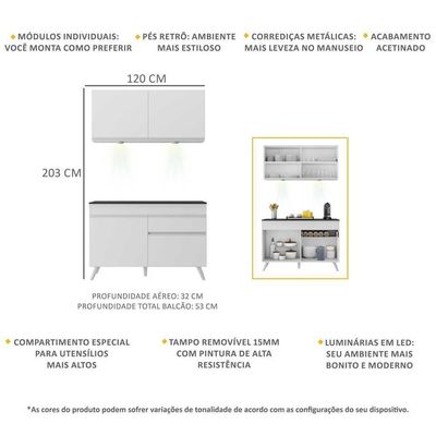 Armário De Cozinha Compacta 2 Peças Mp2012.891 Up Branco
