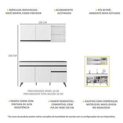 Armário De Cozinha Compacta Multimóveis Mp2079.964 Branco