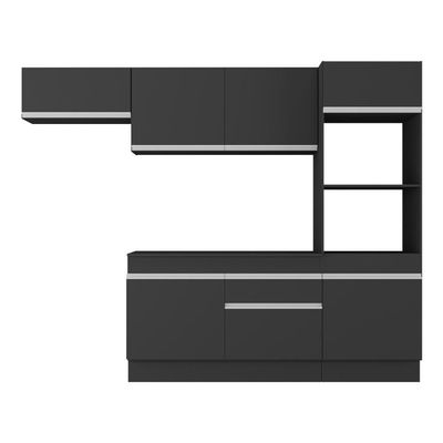 Armário De Cozinha Compacta 4 Peças Com Rodapé Mp2176 Made Multimóveis Preto/branco Preto/branco