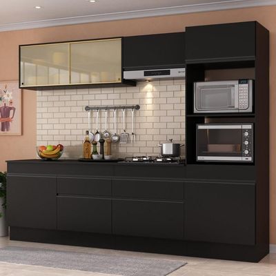 Armário De Cozinha Completa 5 Peças Com Rodapé Mp2181 Made Multimóveis Preto Preto