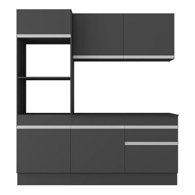 Armário De Cozinha Compacta 3 Peças Com Rodapé Mp2177 Made Multimóveis Preto/branco Preto/branco