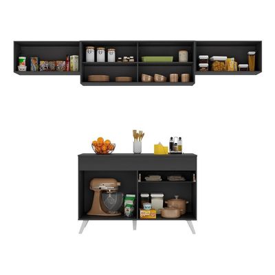 Armário De Cozinha Compacta 4 Peças Mp3698.898 Preto