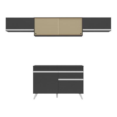 Armário De Cozinha Compacta 4 Peças Mp3698.898 Preto