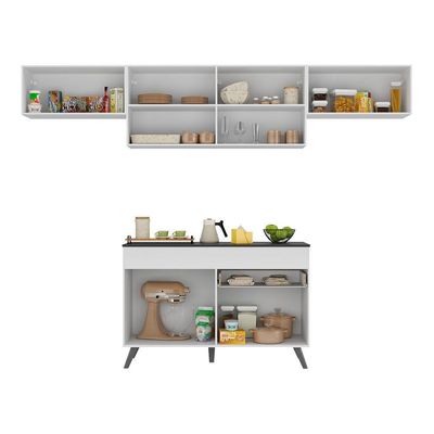 Armário De Cozinha Compacta 4 Peças Mp3697.964 Veneza Branco