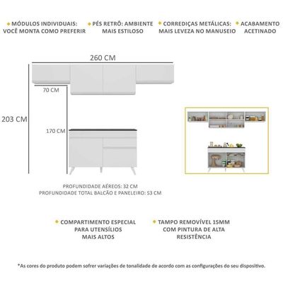 Armário De Cozinha Compacta 4 Peças Mp3697.891 Veneza Branco
