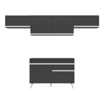 Armário De Cozinha Compacta 4 Peças Mp3697.898 Veneza Preto