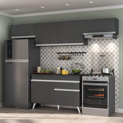 Armário De Cozinha Compacta 4 Peças Mp3697.898 Veneza Preto
