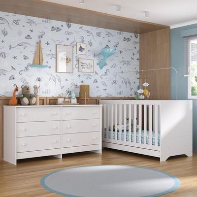 Berço 3 Em 1 Com Colchão Incluso E Cômoda Pipoca Multimóveis Branco