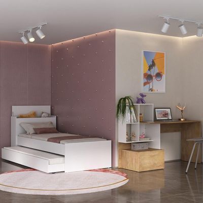 Conjunto Quarto Bicama Com Colchão E Baú/escrivaninha Multimóveis Mp4224 Branco/rustic Branco/rustic