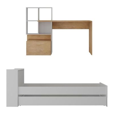 Conjunto Quarto Bicama Com Colchão E Baú/escrivaninha Multimóveis Mp4224 Branco/rustic Branco/rustic