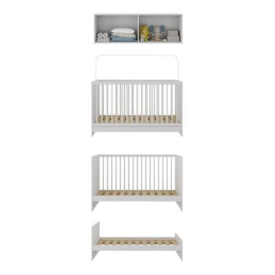 Berço 3 Em 1 Com Colchão e Armário Aéreo 4 Portas Mp4149 Branco