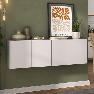 Aparador Buffet Suspenso 4 Portas Multimóveis Mp8002 Branco Branco
