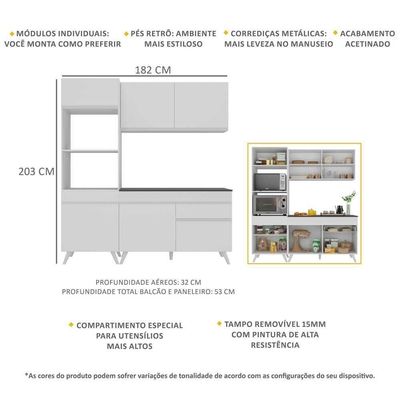 Armário De Cozinha Compacta 3 Peças Mp3694.891 Branco