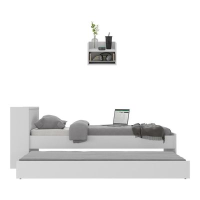 Conjunto Quarto Bicama Com Colchão E Baú/mesa De Cabeceira Suspensa Multimóveis Mp4221 Branco Branco