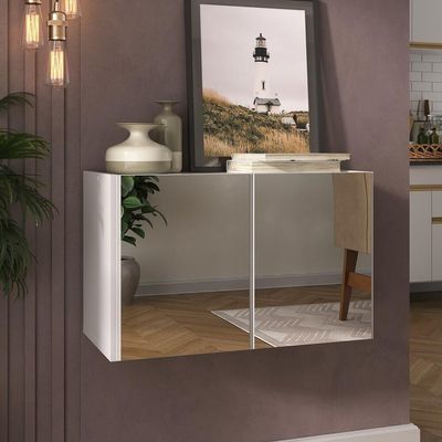 Aparador Buffet Suspenso Com Espelhos 2 Portas Multimóveis Mp8003 Branco Branco