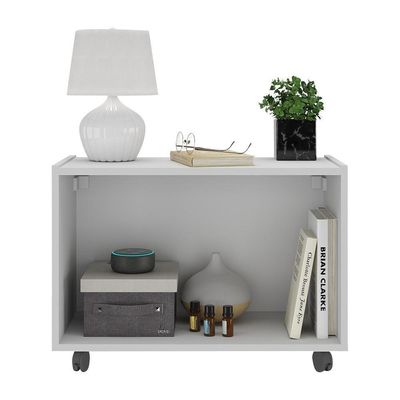 Mesa De Cabeceira Com Rodízios 2 Portas Mp4131 Branca Branco