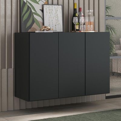 Aparador Buffet 3 Portas Suspenso Multimóveis V1008 Preto