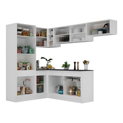 Armário De Cozinha De Canto Com Rodapé Veneza V2086 Branco