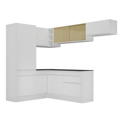 Armário De Cozinha De Canto Com Rodapé Veneza V2086 Branco