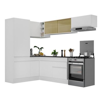 Armário De Cozinha De Canto Com Rodapé Veneza V2086 Branco