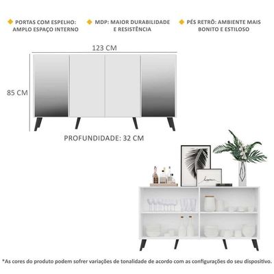 Aparador Buffet 4 Portas Vegas Multimóveis V3595 Branco