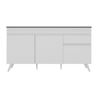 Balcão Cozinha Gabinete Pia 150cm 3 Portas 1 Gaveta Veneza Multimóveis V2072 Branco Branco