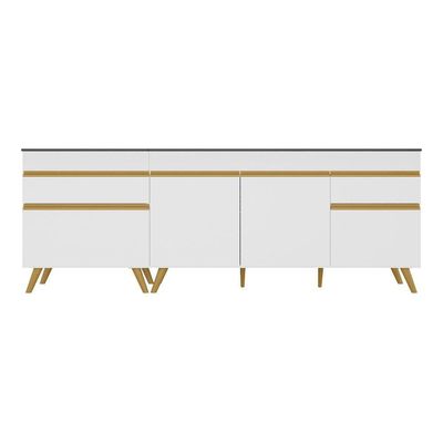 Kit Com 2 Balcões De Cozinha 150cm E 70cm Veneza Multimóveis V2073 Branco/dourado Branco/dourado