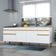 Kit Com 2 Balcões De Cozinha 150cm E 70cm Veneza Multimóveis V2073 Branco/dourado Branco/dourado