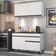 Armário De Cozinha Compacta 120cm Com Leds Veneza Up Multimóveis V2012 Branco/preto Branco/preto