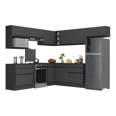 Armário De Cozinha Completa De Canto Multimóveis Preto