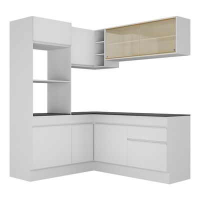 Armário De Cozinha Completa De Canto Com Rodapé V2098 Branco