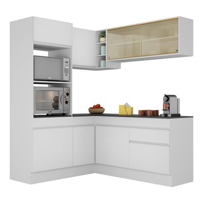 Armário De Cozinha Completa De Canto Com Rodapé V2098 Branco