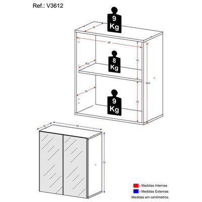 Aparador Buffet 2 Portas Suspenso Vegas V3612 Branco Branco