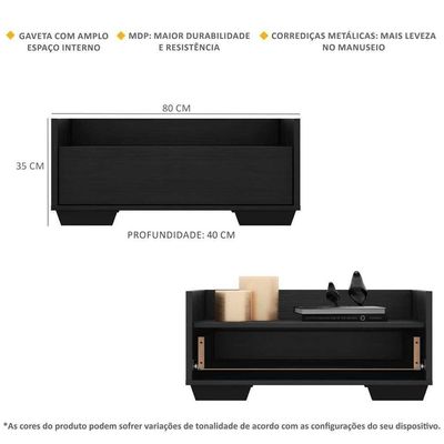 Gabinete Armário Banheiro 80Cm Multimóveis V5001 Preto Preto