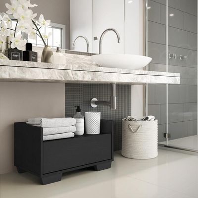 Gabinete Armário Banheiro 80Cm Multimóveis V5001 Preto Preto