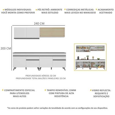 Armário De Cozinha Compacta 4 Peças Mp3696.964 Branco