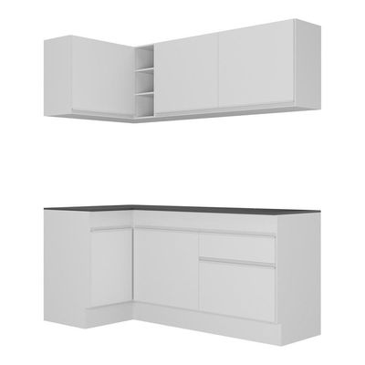 Armário De Cozinha Compacta De Canto Com Rodapé Veneza Multimóveis V2092 Branco Branco