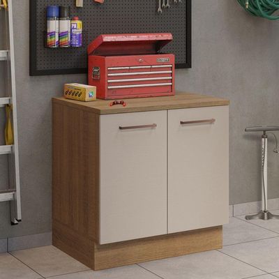 Balcão Multiuso 80cm 2 Portas Rustic/crema Madesa