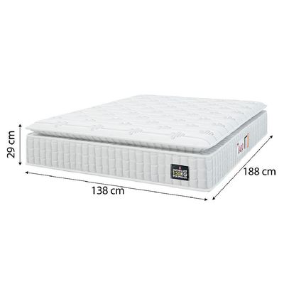 Cama Box Colchão Casal Espuma D45 Lazio Pillow Top 138x188x67cm Branco-Cinza Hellen Suporta até 120kg por Pessoa