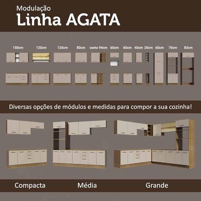 Armário Aéreo Multiuso 80cm Rustic/Crema Agata