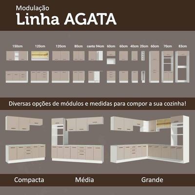 Armário Aéreo Multiuso 120cm 2 Portas Branco/Crema Agata
