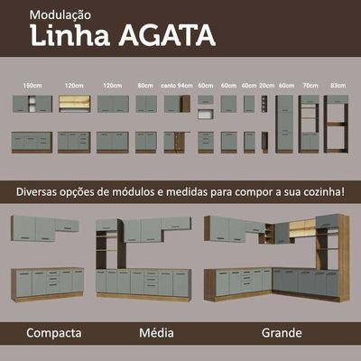 Balcão Multiuso 120cm 2 Portas 3 Gavetas Rustic